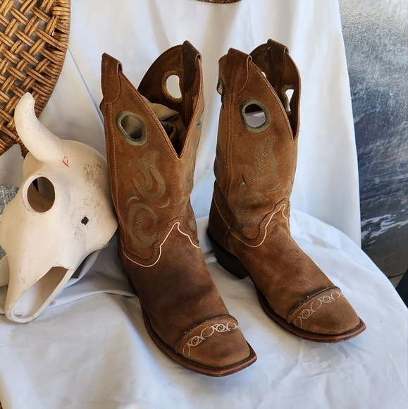 Justin Boots Shoes - Justin BR1627 Suede Square Toe Cowboy Boots‎